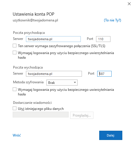 POP3 bez SSL