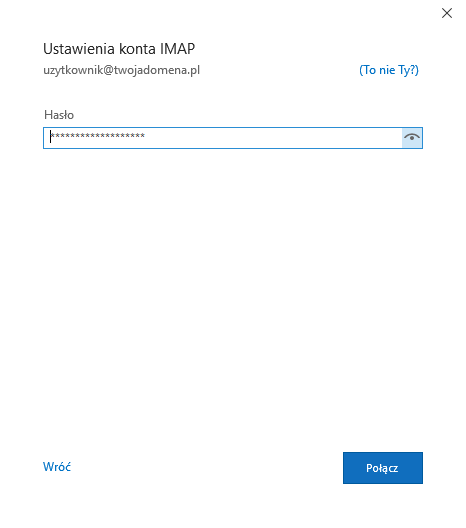 Hasło użytkownika programu pocztowego